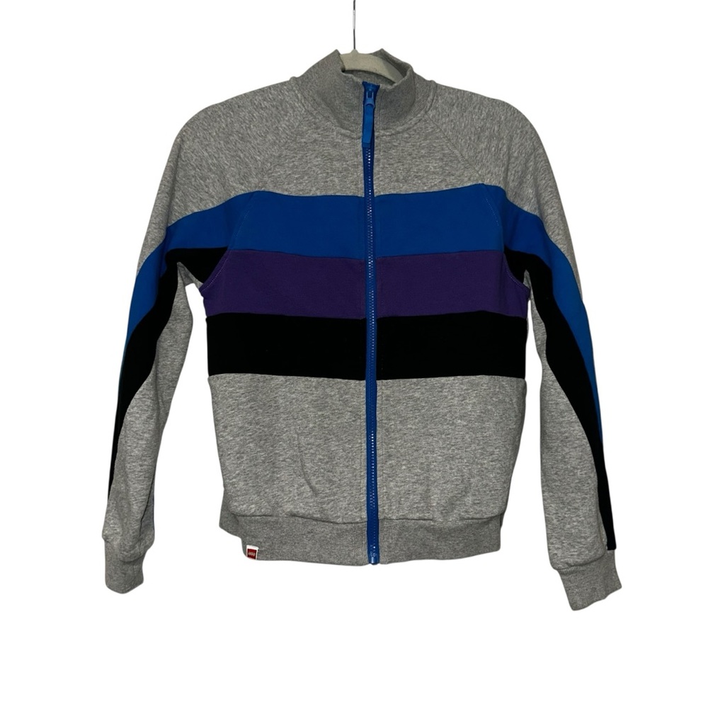 LEGO x Target Boys Zip Up Sweatshirt Gray Blue Colorblock Cotton Blend XS